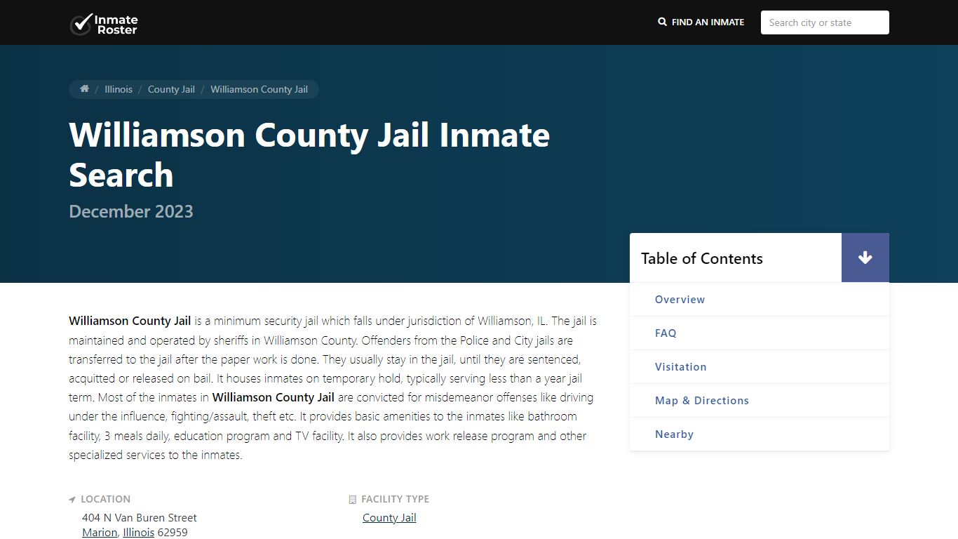Inmate Search | Williamson County Jail - Marion, IL